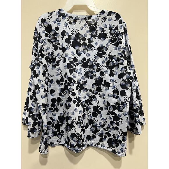 Loft floral peasant boho 3/4 bell Sleeve women's ight blue Blouse Size large - Picture 2 of 13